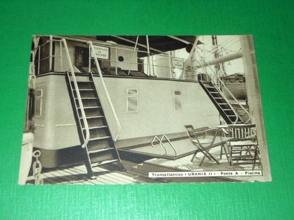 Cartolina Navigazione Fratelli Grimaldi - Transatlantico Urania II - Ponte …