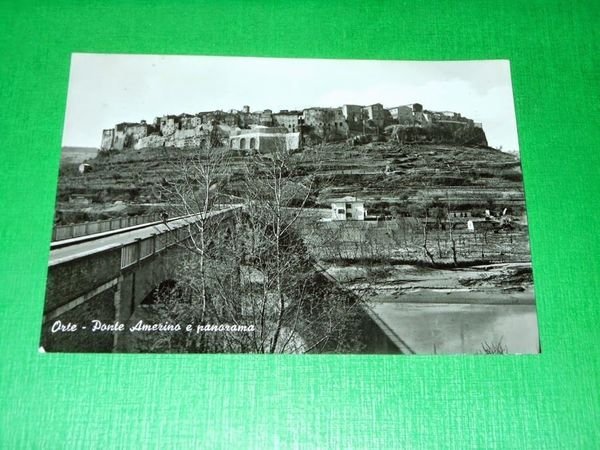 Cartolina Orte - Ponte Amerino e panorama 1965.