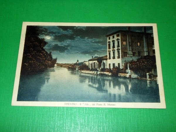 Cartolina Treviso - Il Sile dal Ponte S. Martino 1930.