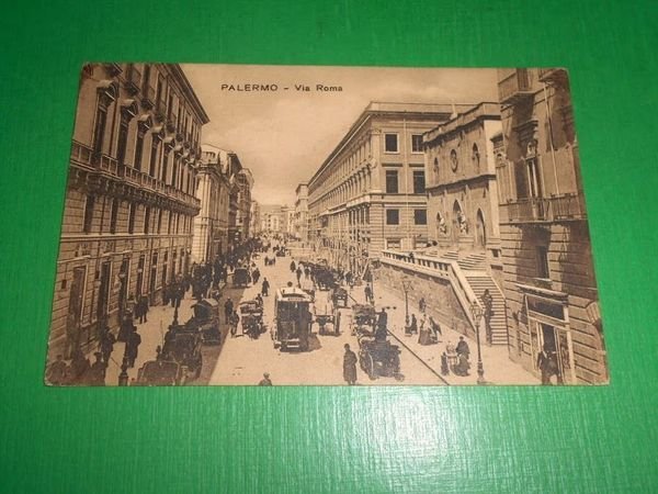 Cartolina Palermo - Via Roma 1910.