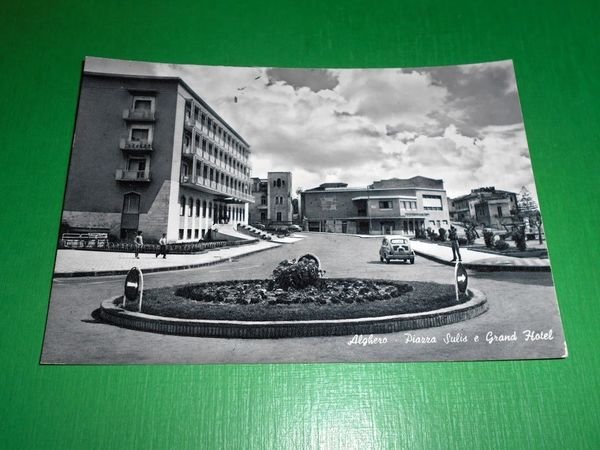 Cartolina Alghero - Piazza Sulis e Grand Hotel 1960 ca.