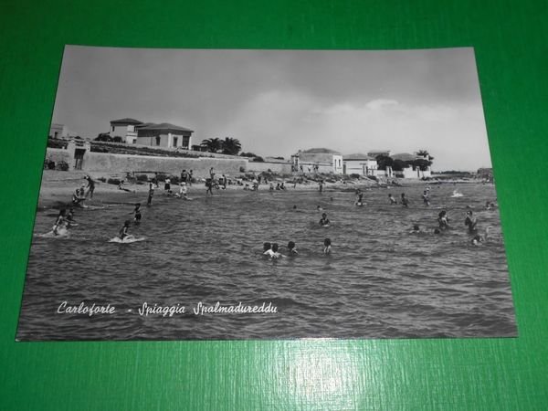 Cartolina Carloforte - Spiaggia Spalmadureddu 1955 ca.