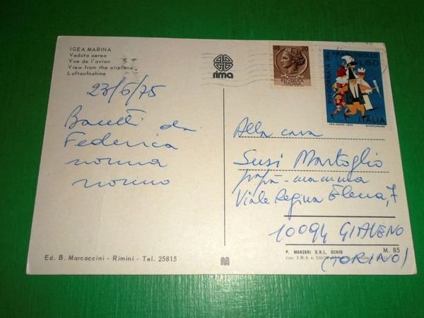 Cartolina Igea Marina - Veduta aerea 1975.