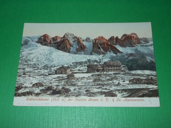 Cartolina Schlernhauser der Section Bozen - Oe. Alpenvereins 1900 ca