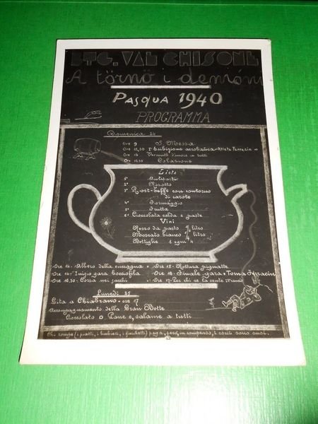 Cartolina Militaria Battaglione Val Chisone - Programma / Menu Pasqua …