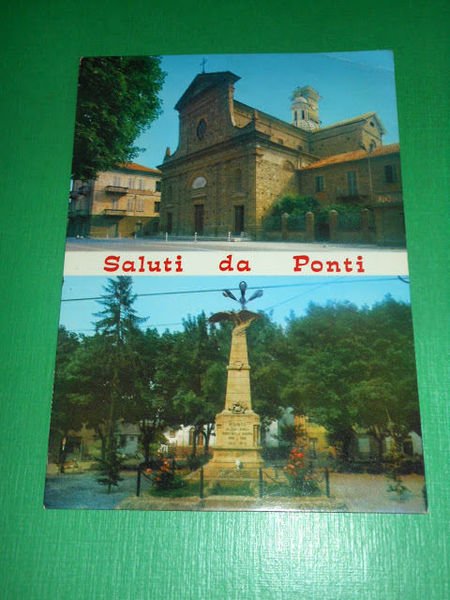 Cartolina Saluti da Ponti ( Alessandria ) - Chiesa e …