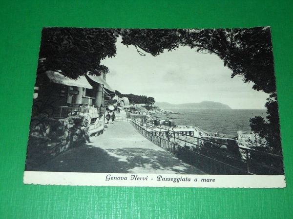 Cartolina Genova Nervi - Passeggiata a mare 1950