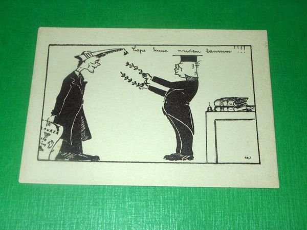 Cartolina illustrata Caricatura Satirica - La laurea 1950 ca