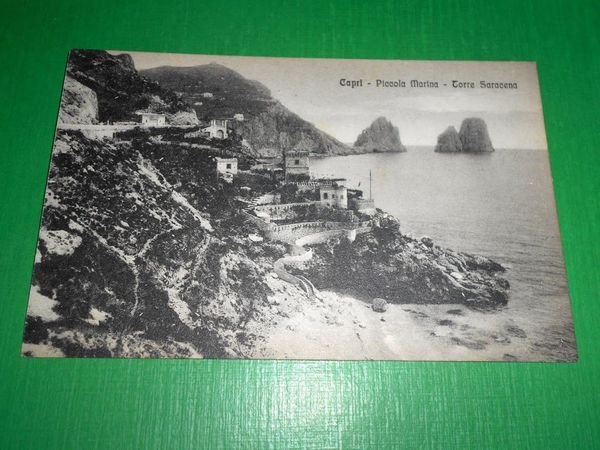 Cartolina Capri - Piccola Marina - Torre Saracena 1920 ca