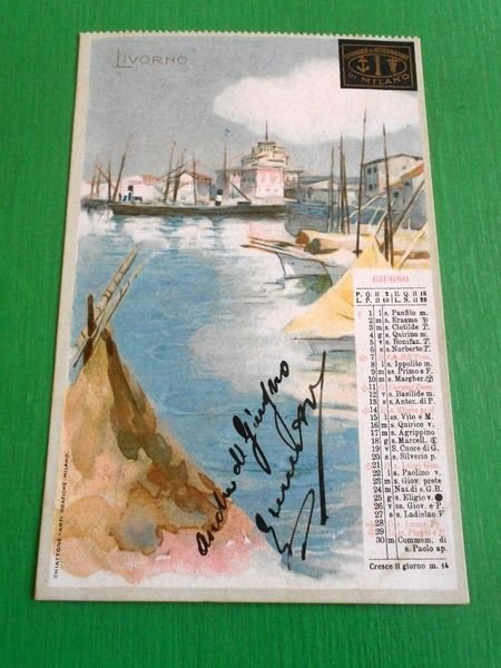 Cartolina Pubblicità Compagnia Assicurazioni Milano - Livorno illustratore Rossi