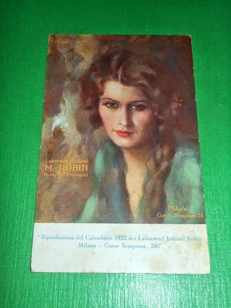 Cartolina Pubblicità Laboratori Italiani Prodotti Farmaceutici M. Robin 1935 ca