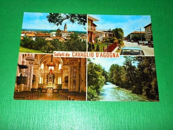 Cartolina Saluti da Cavaglio d'Agogna - Vedute diverse 1977 | Immagine principale