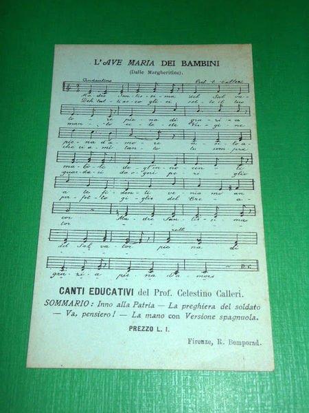 Cartolina Spartito - L' Ave Maria dei Bambini ( Dalle …