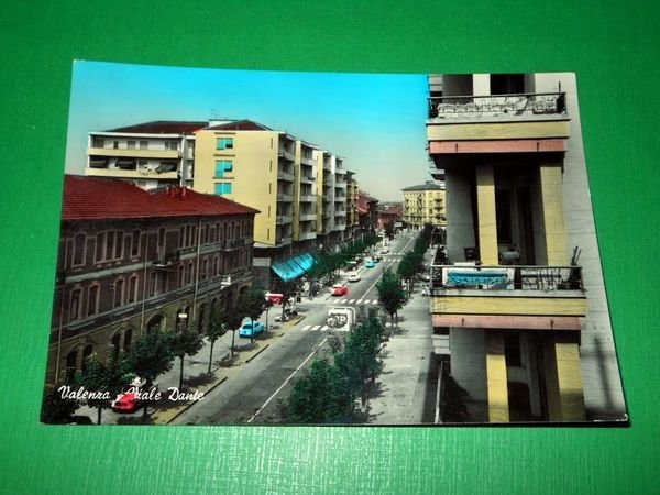 Cartolina Valenza - Viale Dante 1955 ca