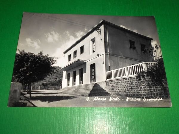 Cartolina S. Alessio Siculo - Stazione ferroviaria 1955 ca | Immagine principale