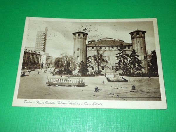 Cartolina Torino - Piazza Castello - Palazzo Madama e Torre …