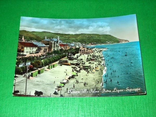 Cartolina Riviera delle Palme - Pietra Ligure - Spiaggia 1955 …