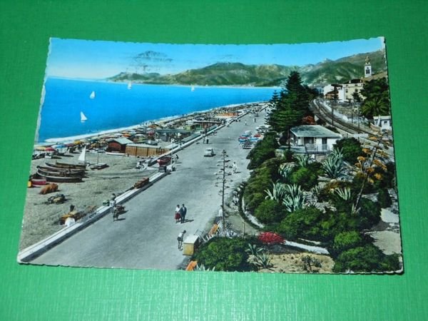 Cartolina Bordighera - Passeggiata a mare 1958