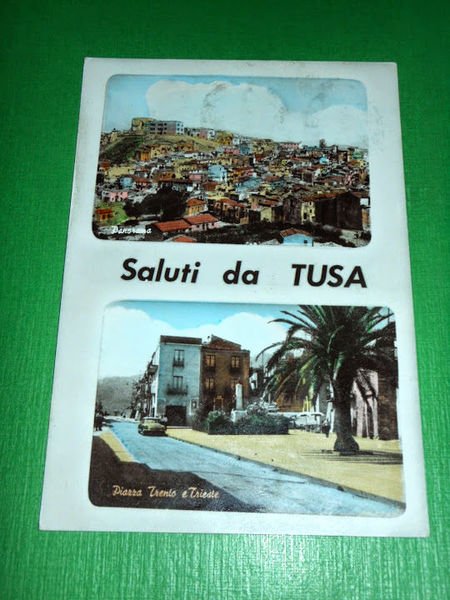 Cartolina Saluti da Tusa - Panorama - Piazza Trento e …