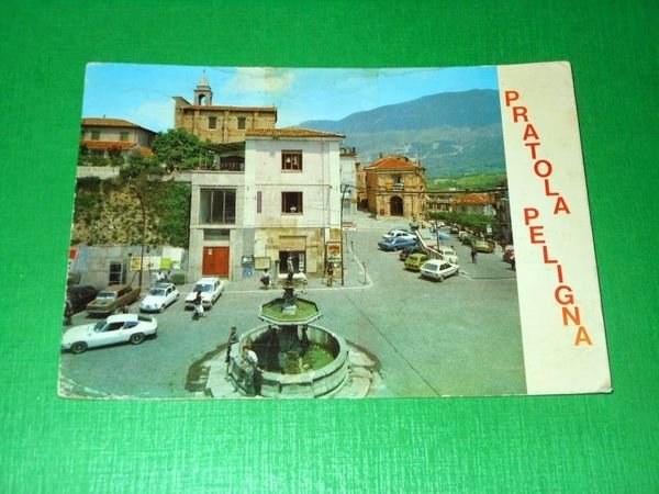 Cartolina Pratola Peligna - Piazza Garibaldi e Castello De Petris …
