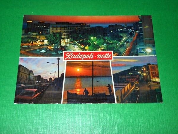 Cartolina Ladispoli - Vedute diverse ( notturno ) 1975