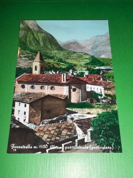 Cartolina Fenestrelle - Chiesa parrocchiale ( particolare ) 1955 ca