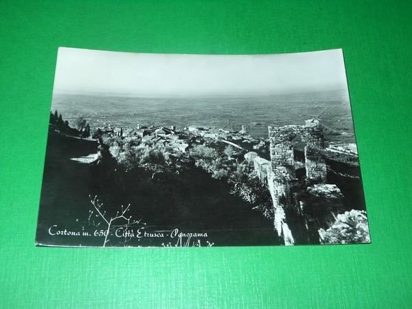 Cartolina Cortona - Città Etrusca - Panorama 1956.