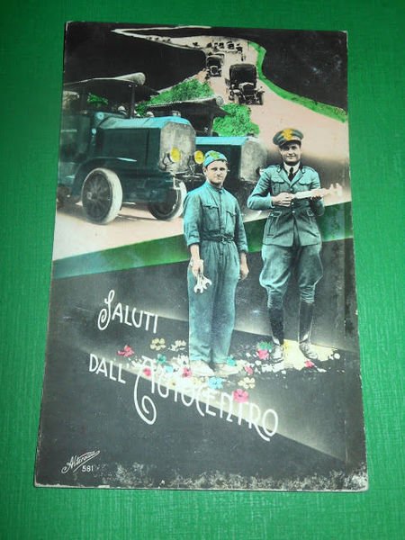 Cartolina Militaria - Saluti dall' Autocentro 1941.