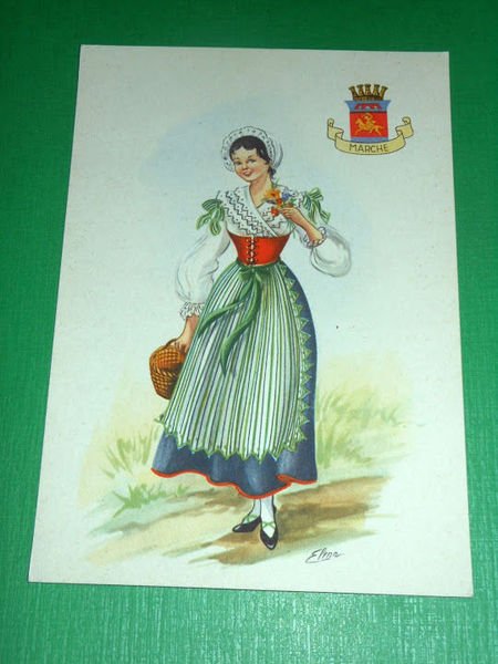 Cartolina Costumi d' Italia - MARCHE - illustratore Elena 1940 …