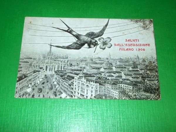 Cartolina Saluti dall' Esposizione di Milano 1906 - Panorama