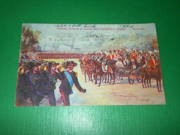 Cartolina Militaria - Grande Rivista in Onore del Presidente Loubet …