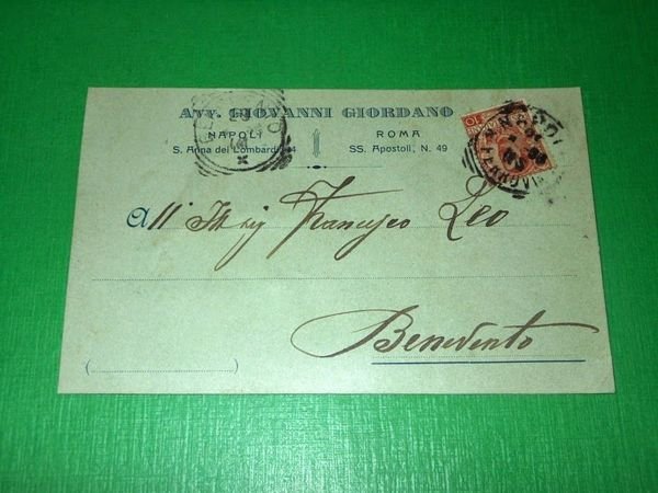 Cartolina Pubblicità Avvocato Giovanni Giordano - Napoli / Roma 1906 …