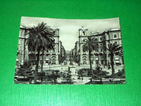 Cartolina Palermo - Via Roma da Piazza Giulio Cesare 1952