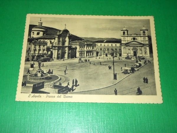Cartolina L'Aquila - Piazza del Duomo 1953