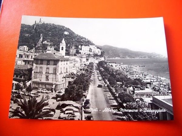 Cartolina Noli - Albergo Miramare e Passeggiata 1965