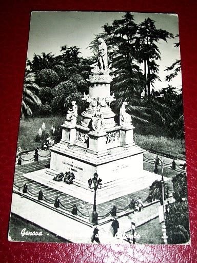Cartolina Genova - Monumento a C. Colombo 1956