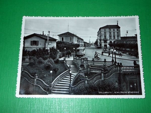 Cartolina Gallarate - Scalinata Stazione 1940 ca