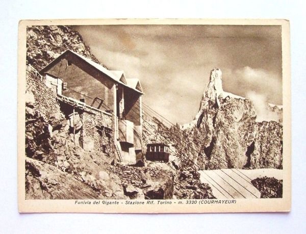 Cartolina Funivia del Gigante Stazione Rif. Torino 1948