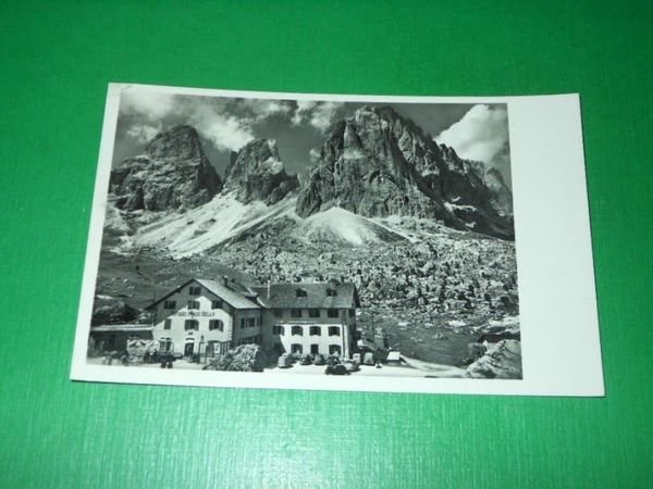 Cartolina Dolomiti - Rifugio Passo Sella col Sassolungo 1957