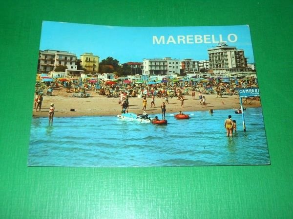 Cartolina Marebello di Rimini - Alberghi e spiaggia visti dal …