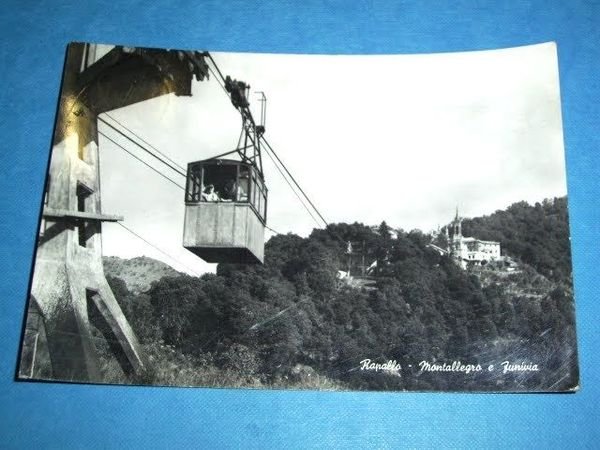 Cartolina Rapallo - Montallegro e funivia 1955