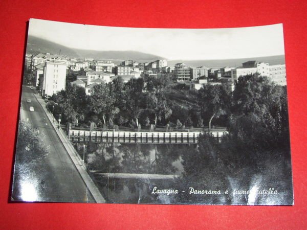 Cartolina Lavagna - Panorama e fiume Eutella 1962