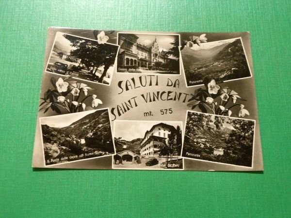 Cartolina Saluti da Saint Vincent - Vedute diverse 1953