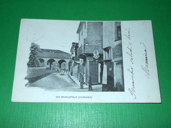 Cartolina Cumiana ( Torino ) - Via Municipale 1901