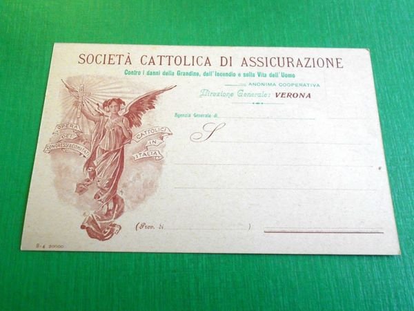 Cartolina Pubblicità - Società Cattolica di Assicurazione - Verona 1900 …