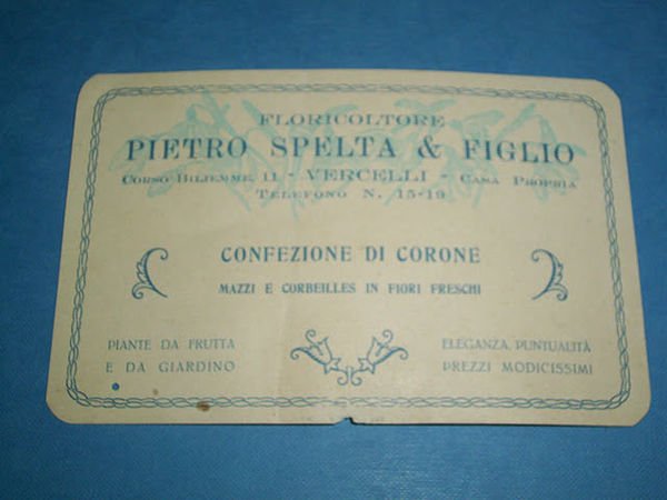 Cartolina Pubblicità Floricoltore Spelta - Vercelli '32.