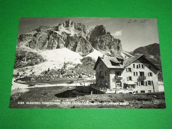 Cartolina Albergo Marmolada - Passo Falzarego - Lagazuoi 1945 ca