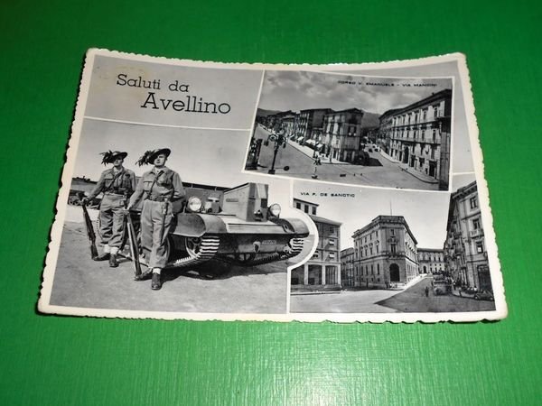 Cartolina Saluti da Avellino - C.A.R. Truppe Corazzate - Vedute …