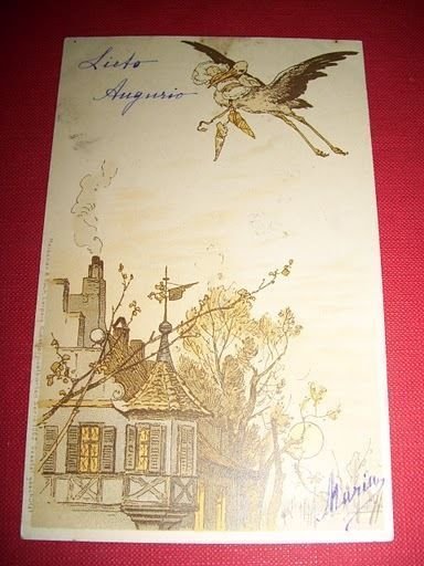 Cartolina d' epoca augurale - Nascita 1901.