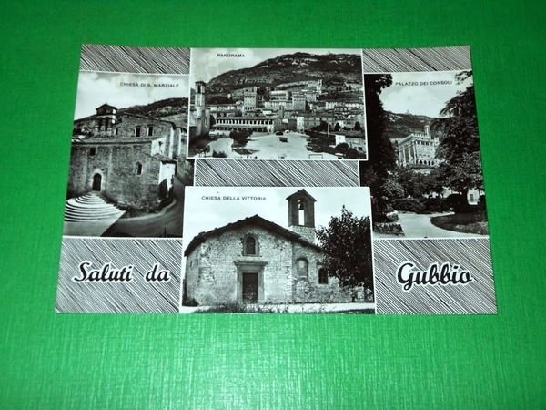 Cartolina Saluti da Gubbio - Vedute diverse 1959